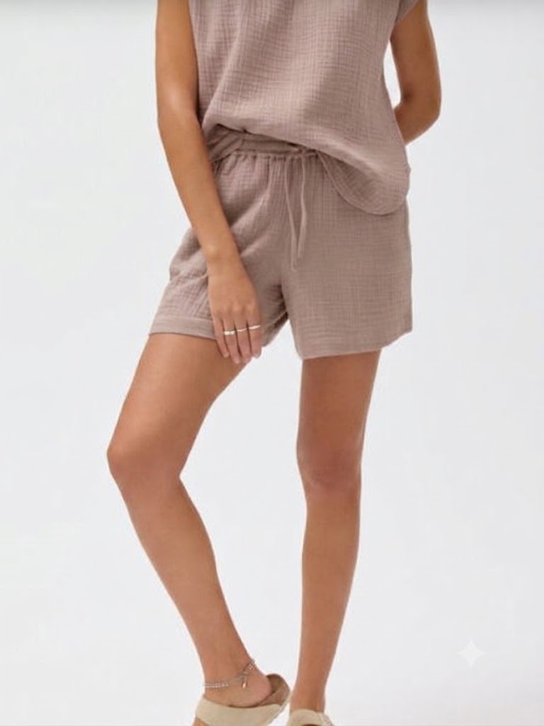 Pantaloncini donna in mussola di cotone Beige