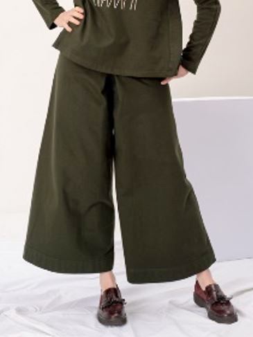 Pantaloni cropped Vele in cotone bio felpato Verde foresta