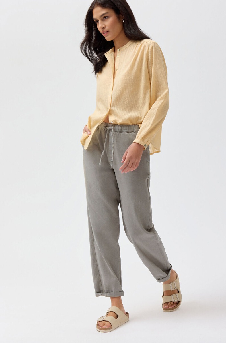 Pantaloni donna in twill di cotone Verde salvia