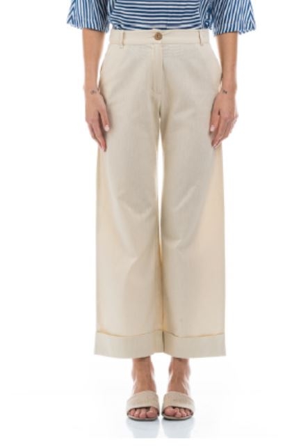 Pantaloni in cotone e lino Dalia Bianco On Earth - Altromercato