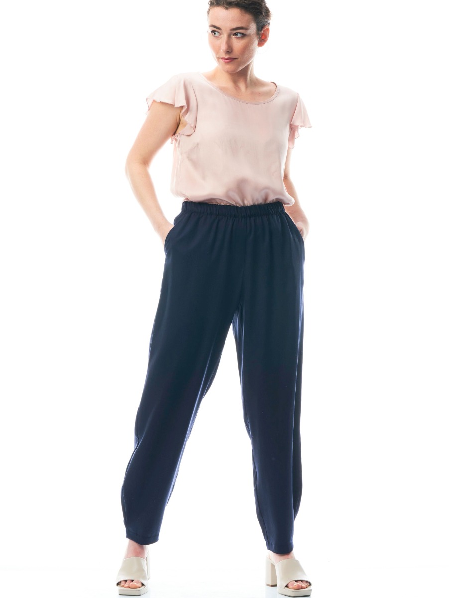 Pantaloni in tencel baggy Rossella blu
