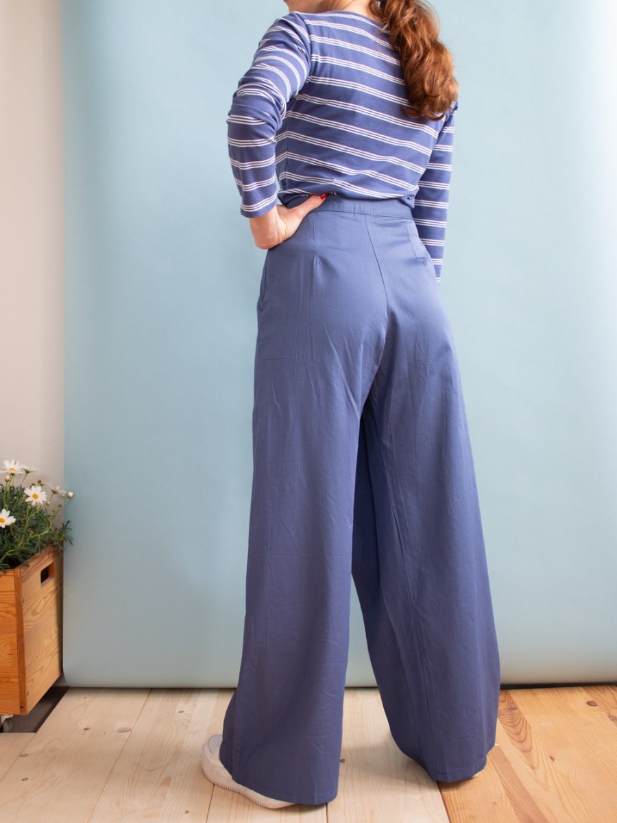 Pantaloni larghi donna in cotone Carol Tortora, Trame