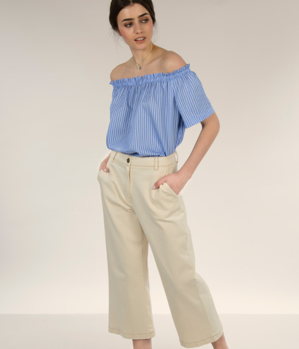 Pantalone denim bianco Leuca in cotone elasticizzato