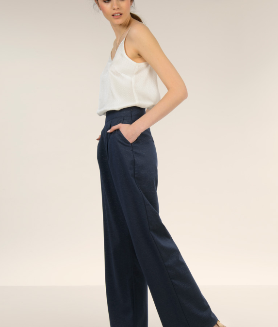 Pantaloni lunghi palazzo con fascia alta