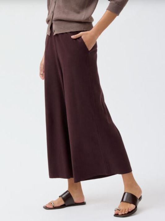 Pantaloni palazzo donna in jersey di cotone Marrone