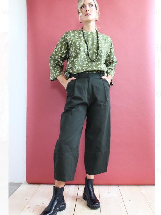 Pantaloni balloon Baggy donna Verde foresta