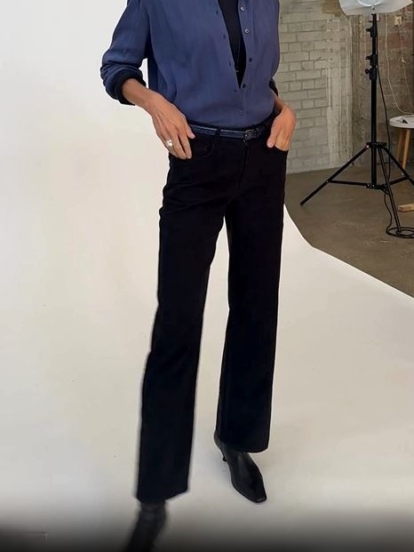 Pantaloni donna in velluto bio Nero