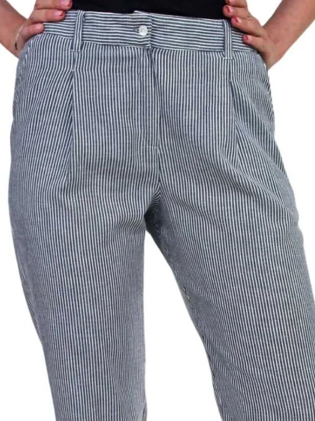 Pantaloni donna carota a righe Bianco nere AMBRETTA - On Earth