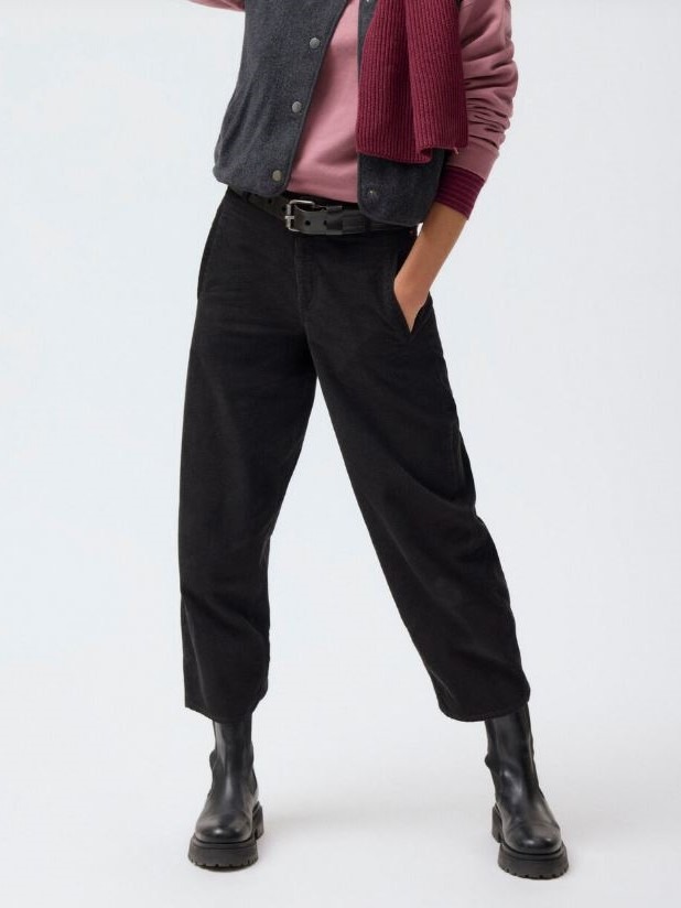 Pantaloni donna in velluto leggero cropped Nero