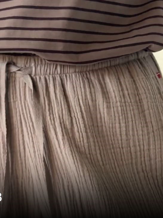 Pantaloni donna in mussola di cotone Beige