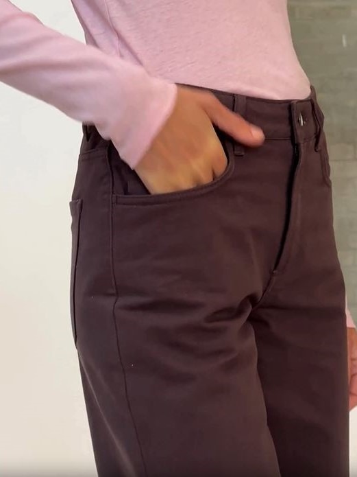 Pantaloni donna in twill di cotone bio Marrone 