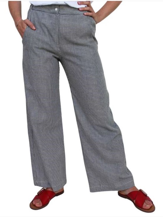 Pantaloni donna larghi a righe Bianco nere ASTRO - On Earth