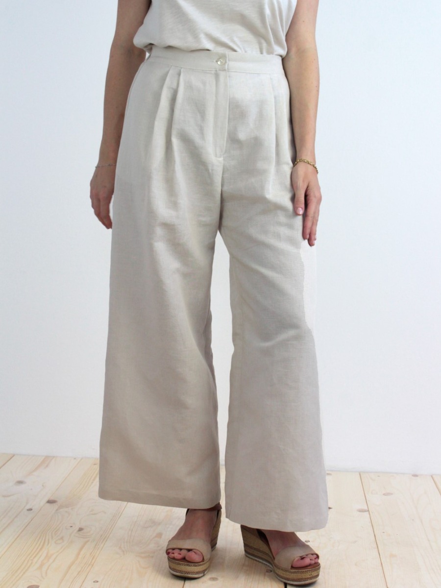 Pantaloni lino donna Eileen Sabbia