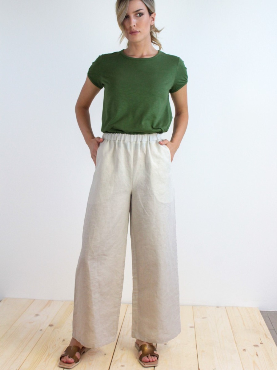Pantaloni lino donna Galanga Sabbia
