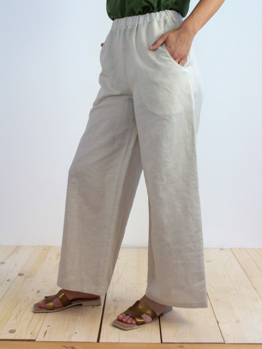 Pantaloni lino donna Galanga Sabbia