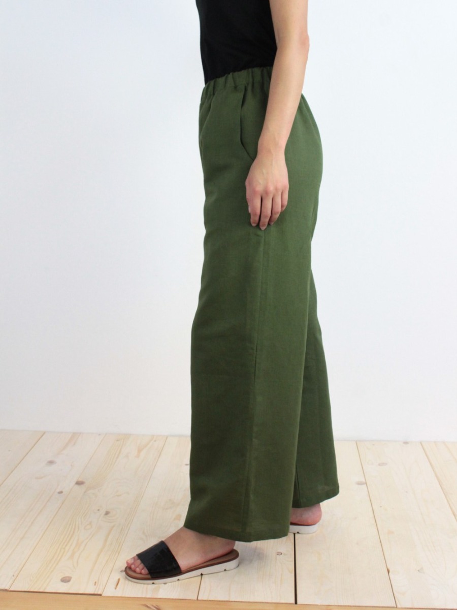 Pantaloni lino donna Galanga Verde foresta - On Earth
