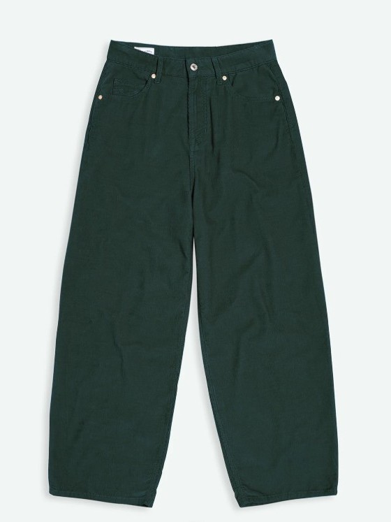 Pantaloni in velluto barrel fit LEILA Kings of Indigo Verde a coste