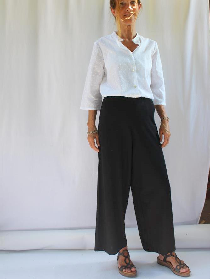 Pantaloni palazzo Jersey di bamboo nero bio
