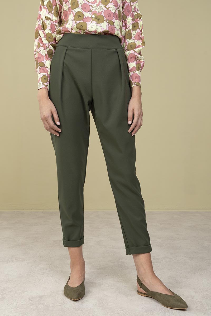 Pantalone con pince e gamba asciutta Sigfrido - verde bosco - Quid