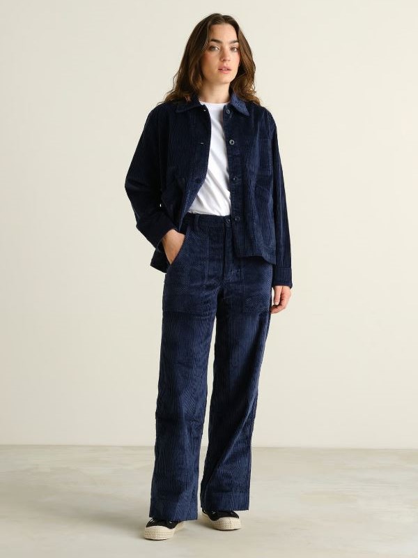 Pantaloni in velluto donna VARA blu navy Dedicated
