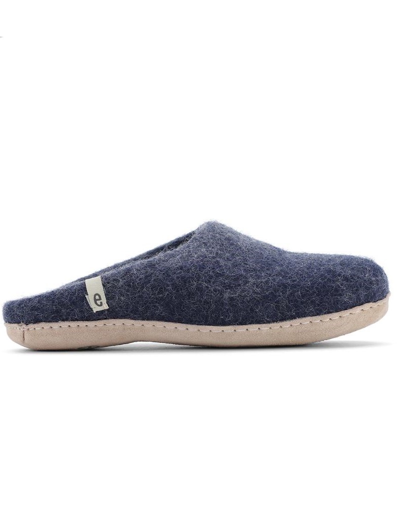 Pantofole in lana cotta, feltro Egos blu