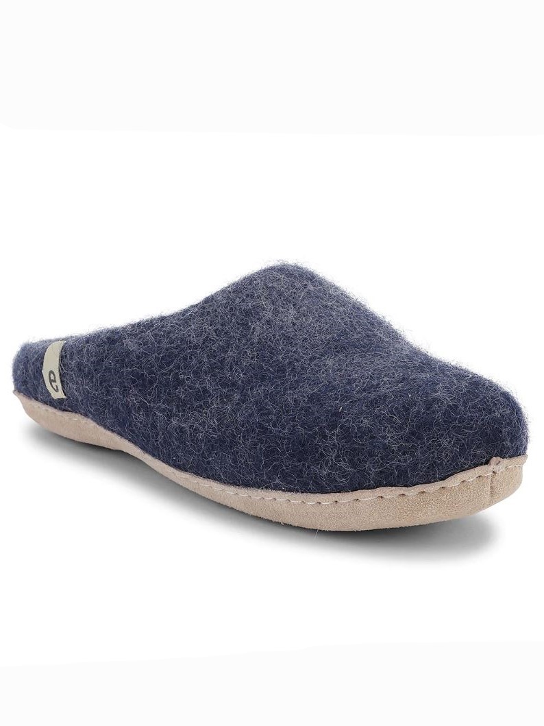 Pantofole in lana cotta, feltro Egos blu