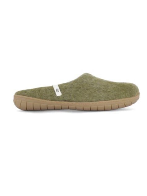 Pantofole in feltro di lana suola in gomma Moss green - Egos
