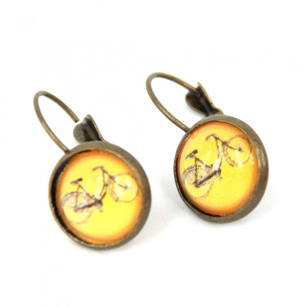 Orecchini piccoli metallo anticato in arancio Bici - Soul Scope