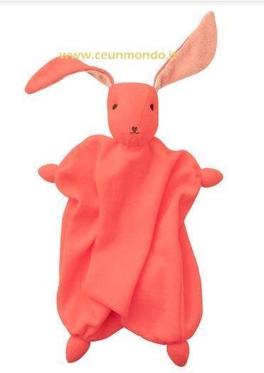 Doudou Hoppa Tino per Neonati in cotone Biologico Corallo