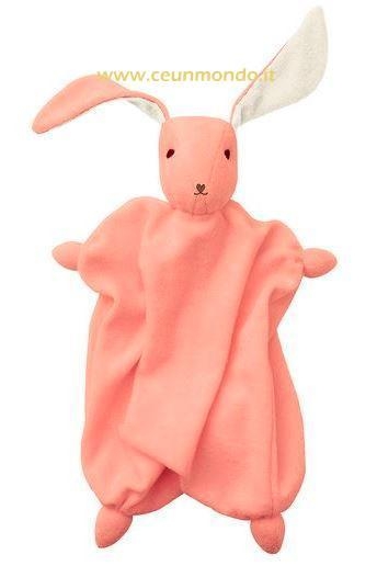 Doudou Hoppa Tino per Neonati in cotone Biologico Rosa antico