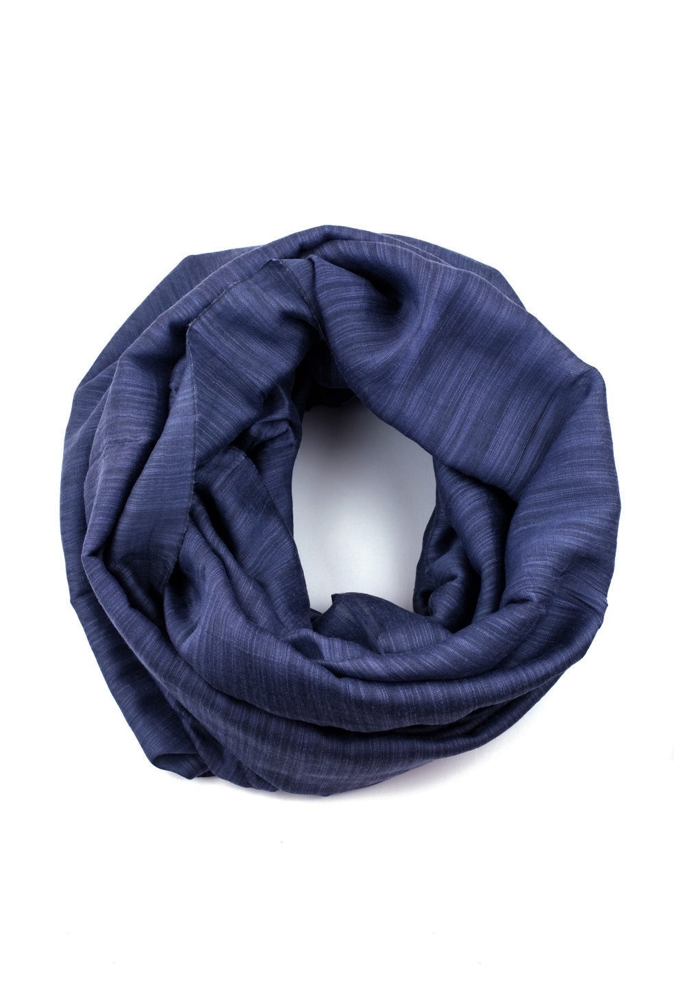 Sciarpa anello 50% seta 50% cotone Tinta Unita PUONG blu