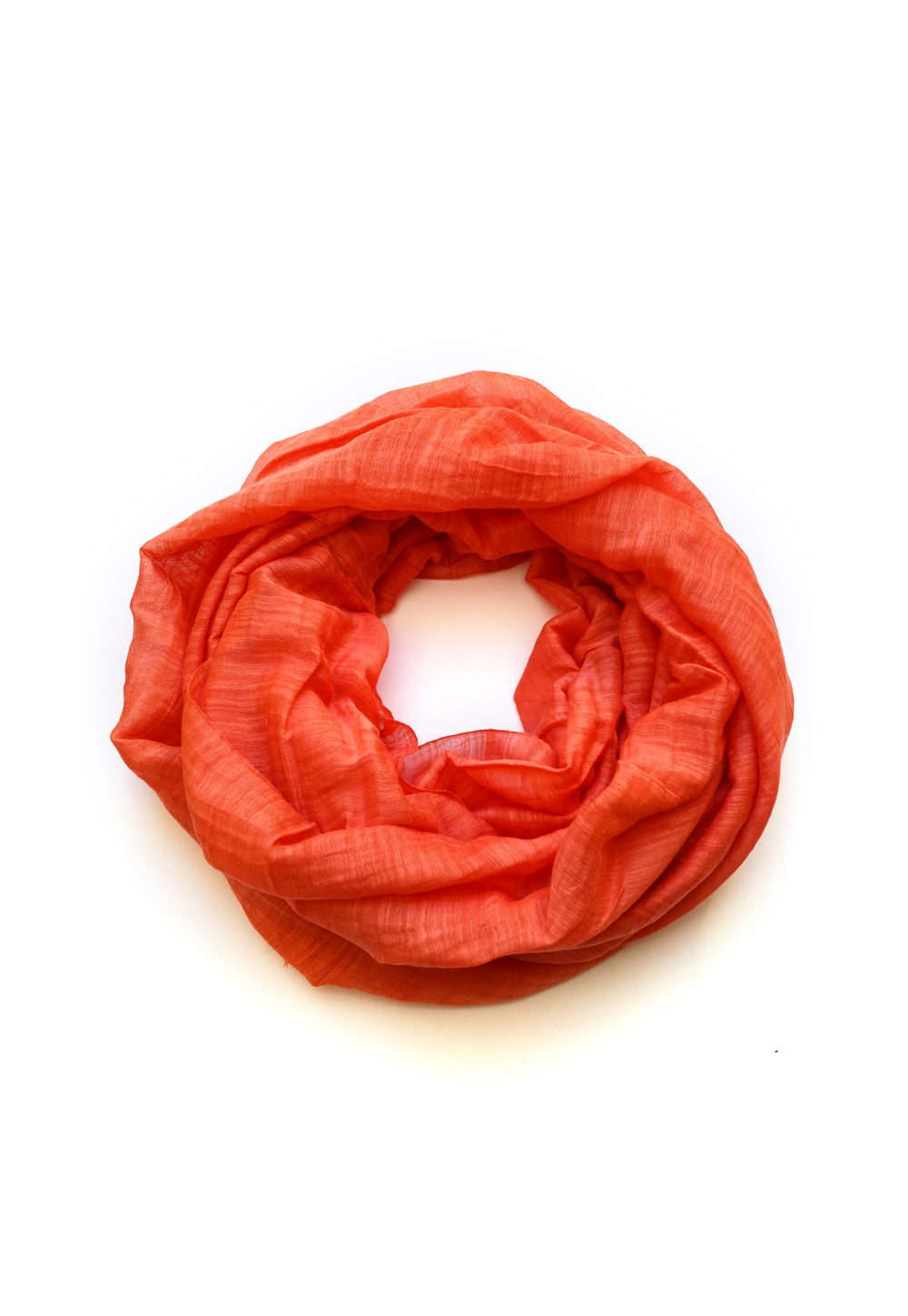Sciarpa anello 50% seta 50% cotone Tinta Unita PUONG Rosso