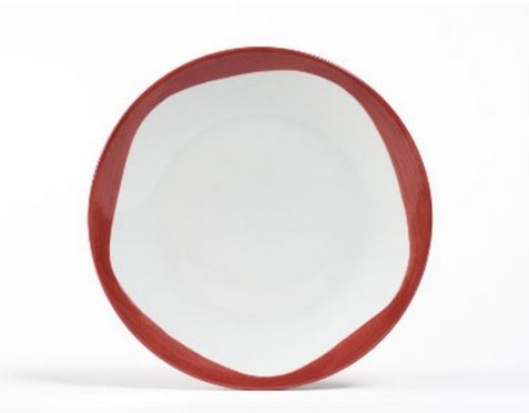 Piatto piano in ceramica Rossa - Linea equosolidale COLOR