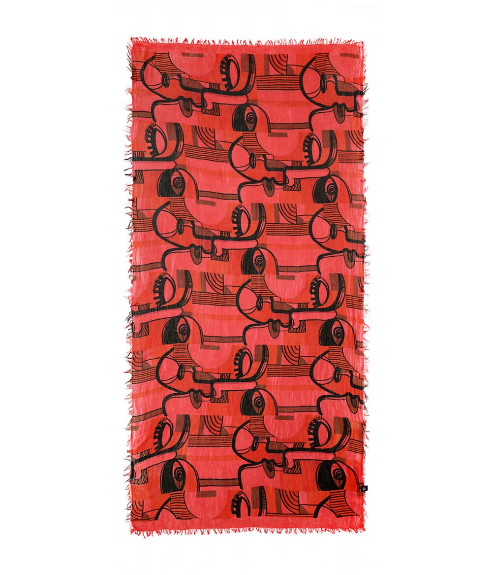 Foulard sciarpa Bamboo Picasso rosso