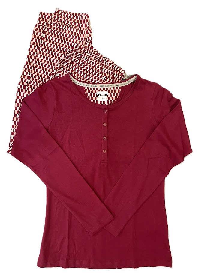 Pigiama donna in cotone biologico Fuse Rosso