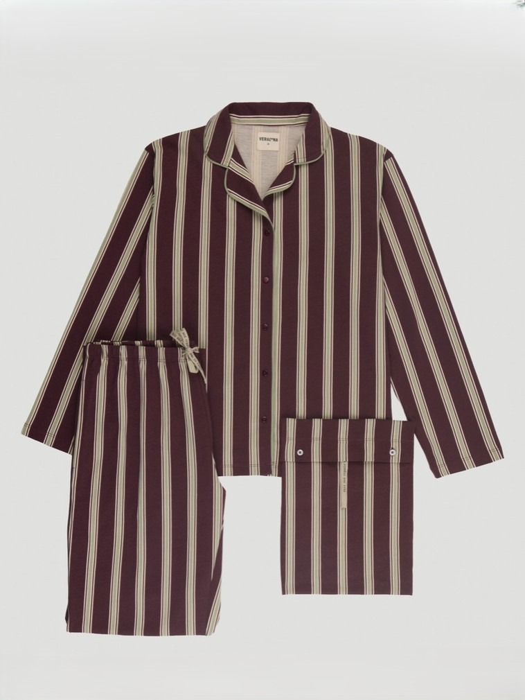 Pigiama donna tessuto cotone biologico SIGMA a Righe