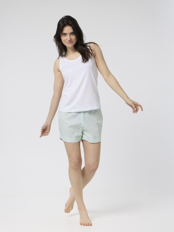 Pigiama donna in cotone biologico Mae Ramas Bianco