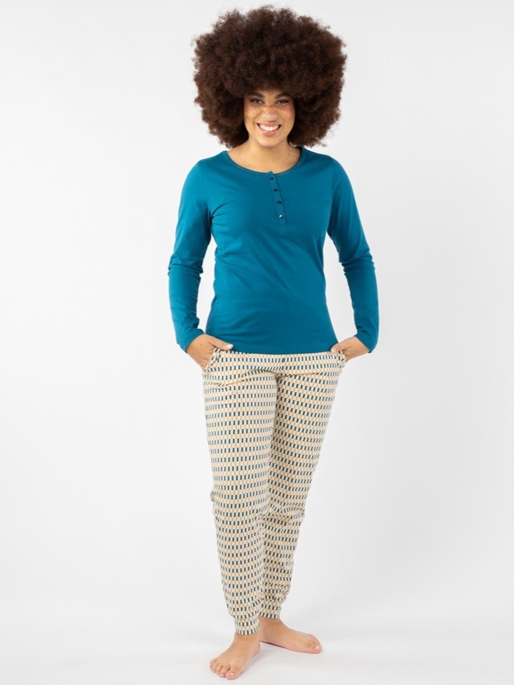 Pigiama donna in cotone biologico Fuse blu
