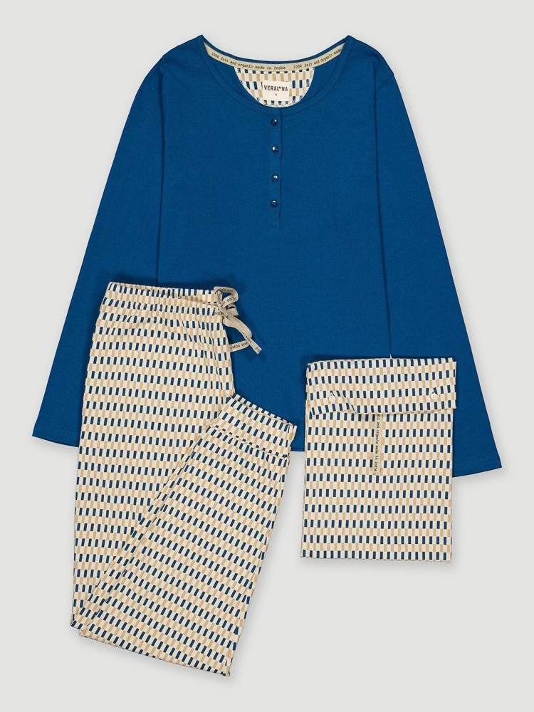 Pigiama donna in cotone biologico Fuse blu