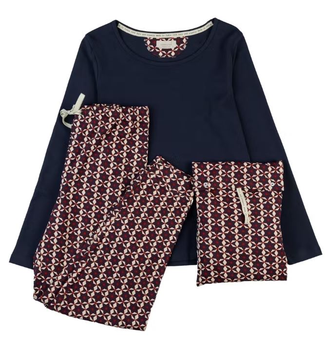 Pigiama donna in cotone biologico Fantasia blu Stitches