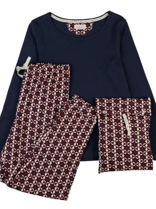 Pigiama donna in cotone biologico Fantasia blu Stitches