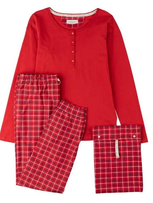 Pigiama donna in cotone biologico Fantasia rosso