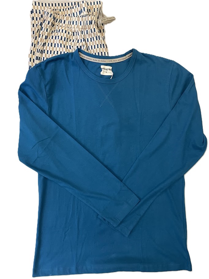 Pigiama uomo in cotone biologico Fuse blu