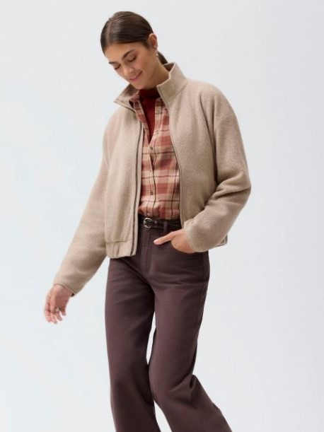 Giacca pile in cotone bio orsetto Beige