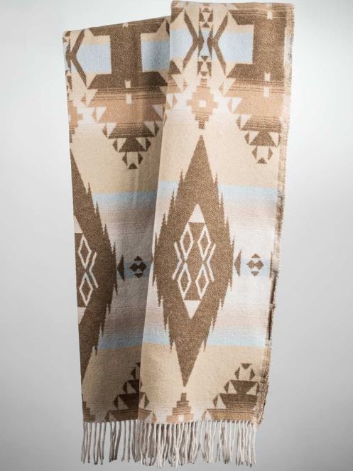 Plaid Navajo in fibra misto lana rigenerata beige azzurro