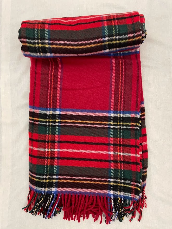 Plaid scozzese in misto lana rigenerata Rosso - BEATCOLLECTION