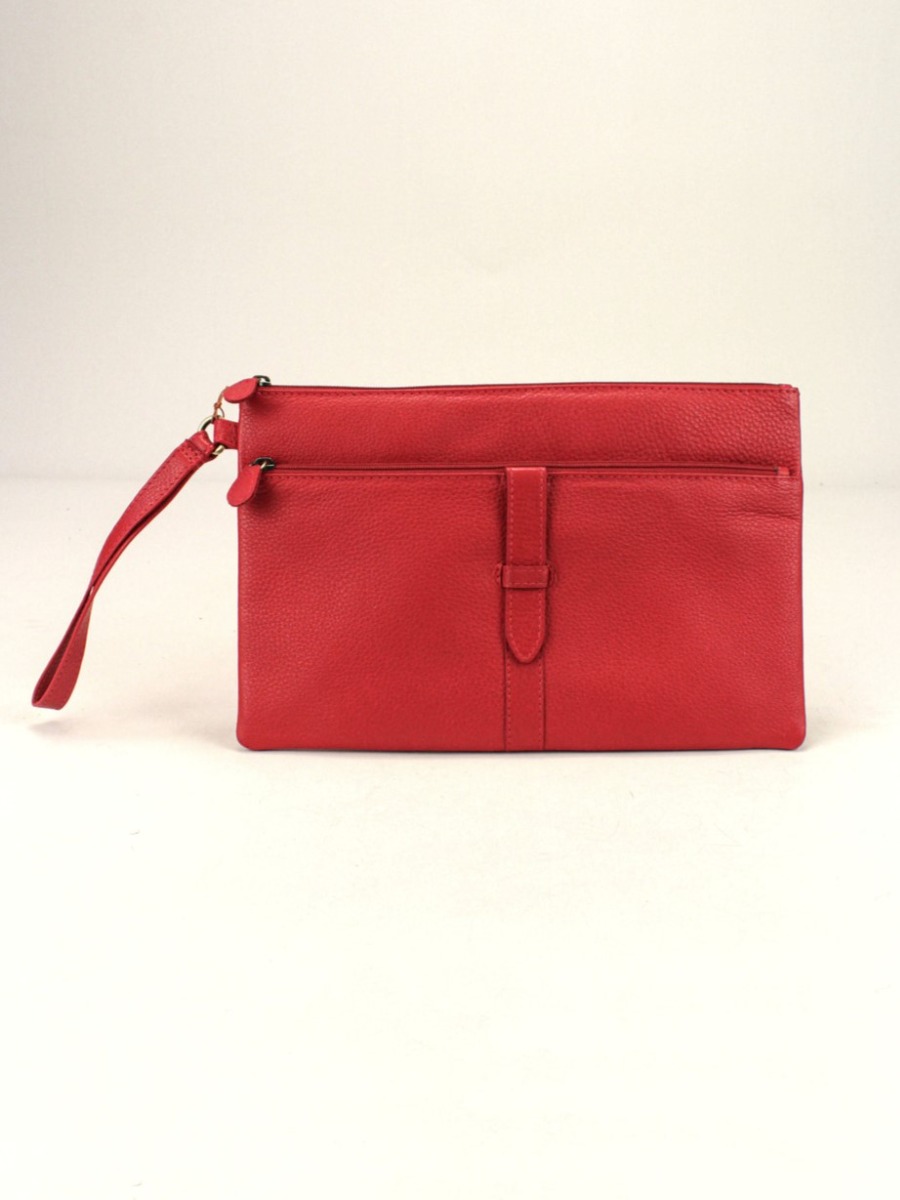 Pochette rossa, in morbida pelle Hedua