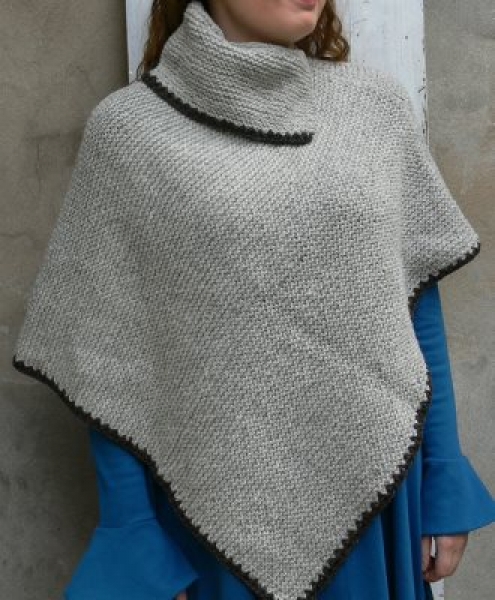 Poncho in lana moda etica grigio cenere