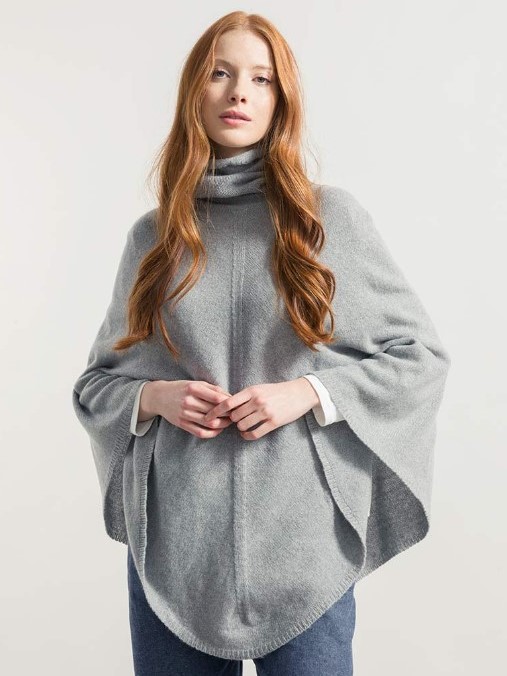 Poncho donna in cashmere grigio, Rifò 