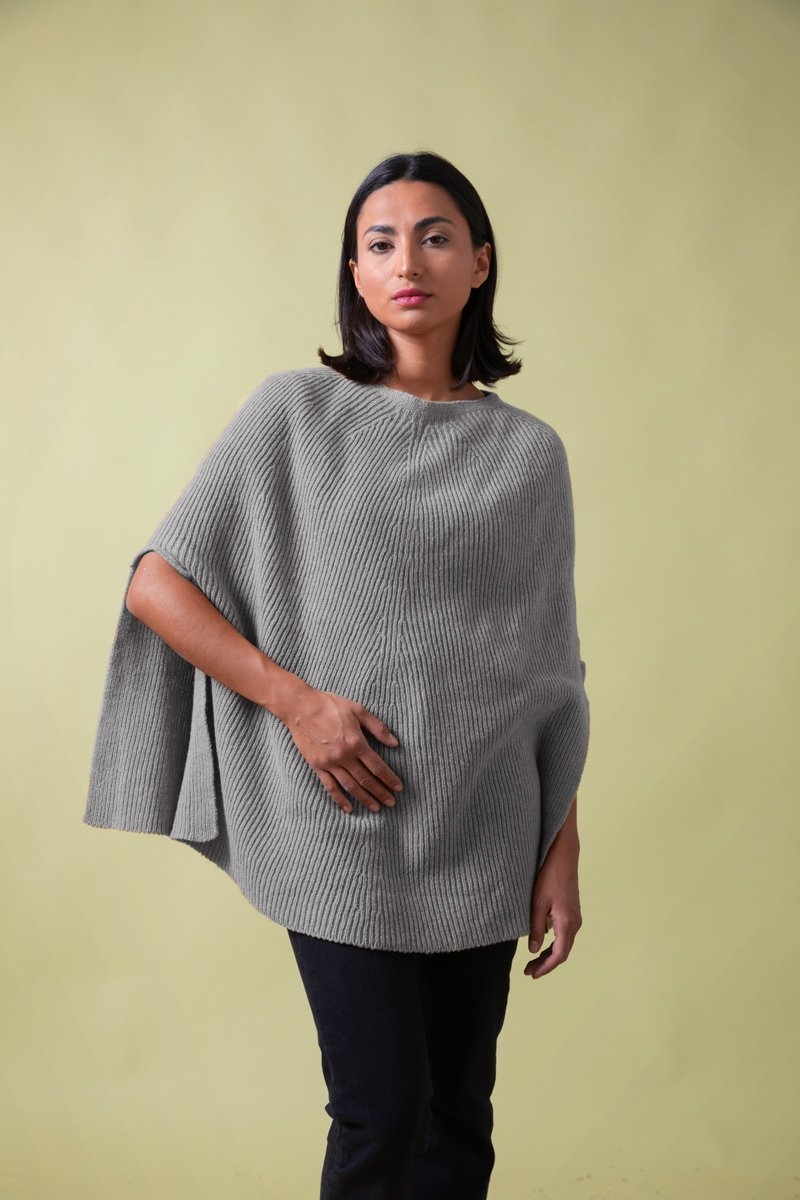 Poncho in cashmere rigenerato DONNA Anna Grigio cenere -  Rifò